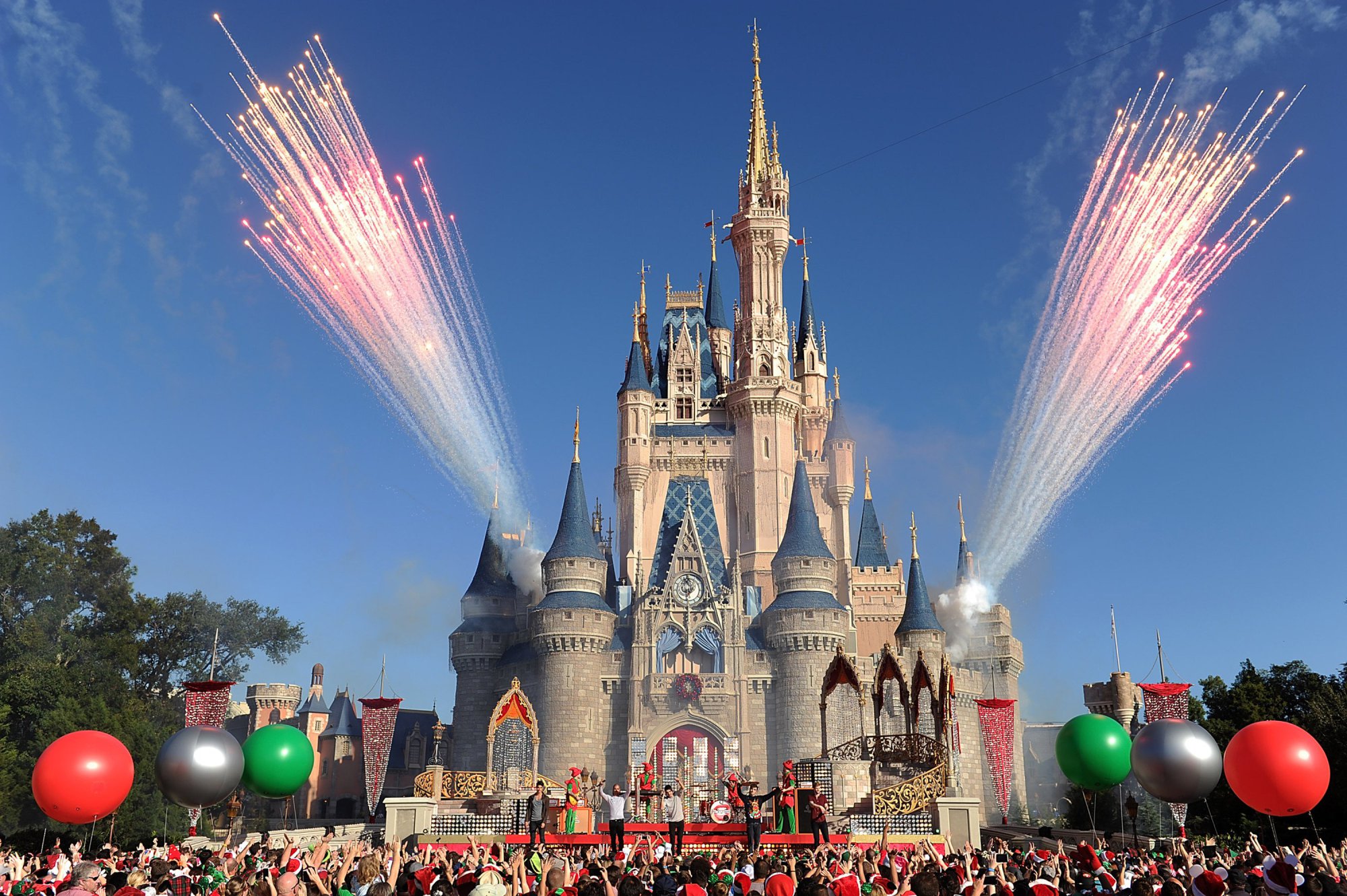 LAKE BUENA VISTA, FL - DECEMBER 06: In this handout photo provided by Disney Parks, English-Irish boy band The Wanted performs "Santa Claus is Coming To Town" while taping the Disney Parks Christmas Day Parade TV special December 6, 2013 at the Magic Kingdom park at Walt Disney World Resort in Lake Buena Vista, Florida. The 30th annual holiday telecast airs December 25 on ABC-TV. The show also will air in Canada on CBC Network, and across the globe on the American Forces Network. (Photo by Mark Ashman/Disney Parks via Getty Images)